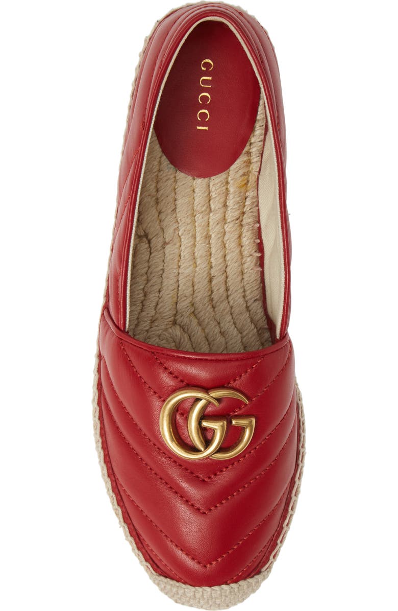 Gucci Pilar GG Matelassé Chevron Flat Espadrille, Alternate, color,