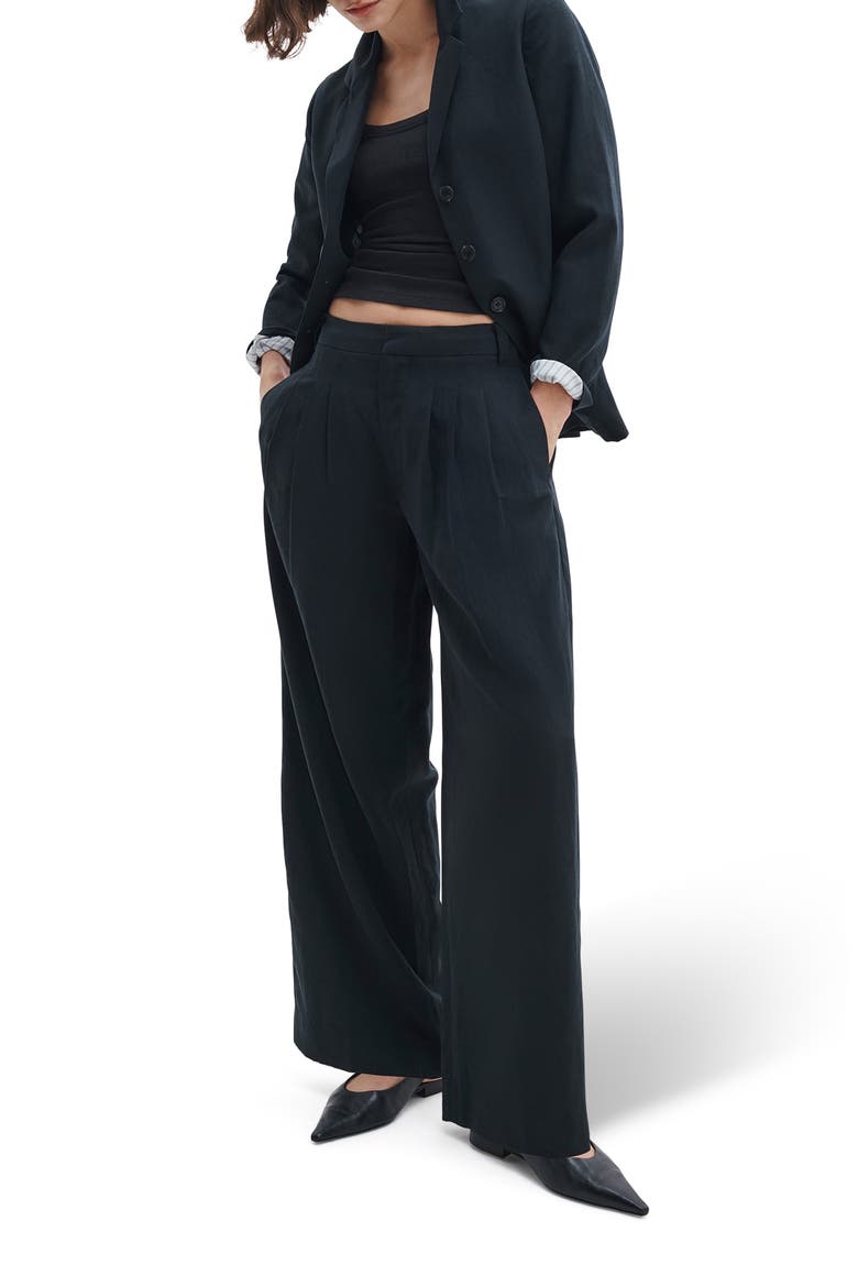 Chappell High Waist Wide Leg Pleat Pants, Alternate, color, BLACK