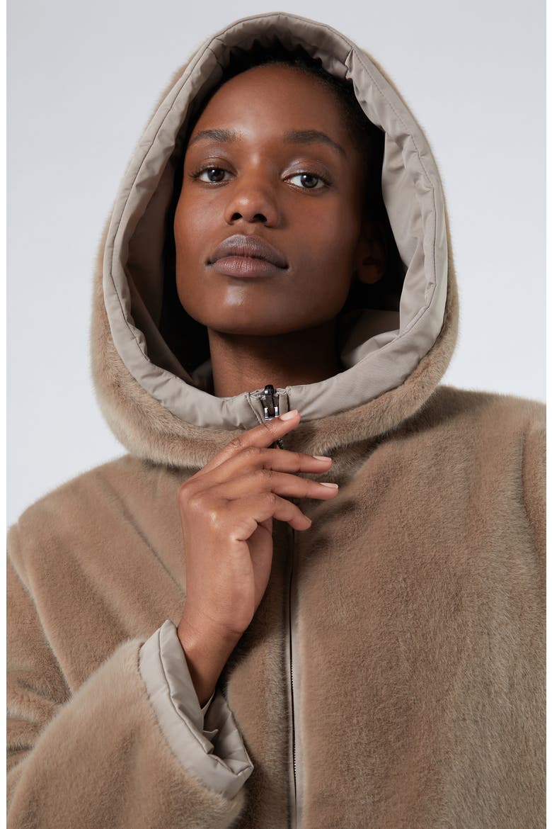 Zuara Reversible Faux Fur Coat, Alternate, color, BEIGE