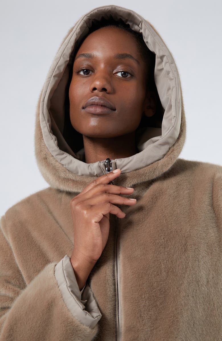 Marina Rinaldi Zuara Reversible Faux Fur Coat, Alternate, color, Beige