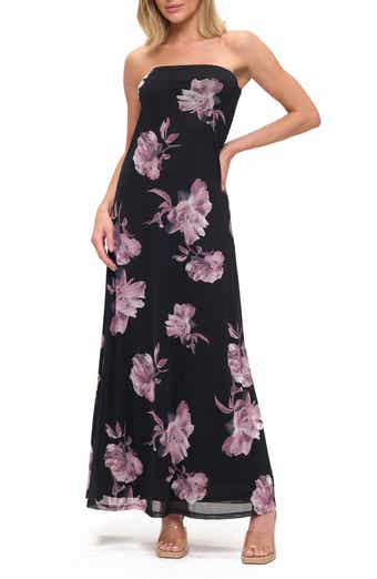 Printed Strapless Maxi Dress