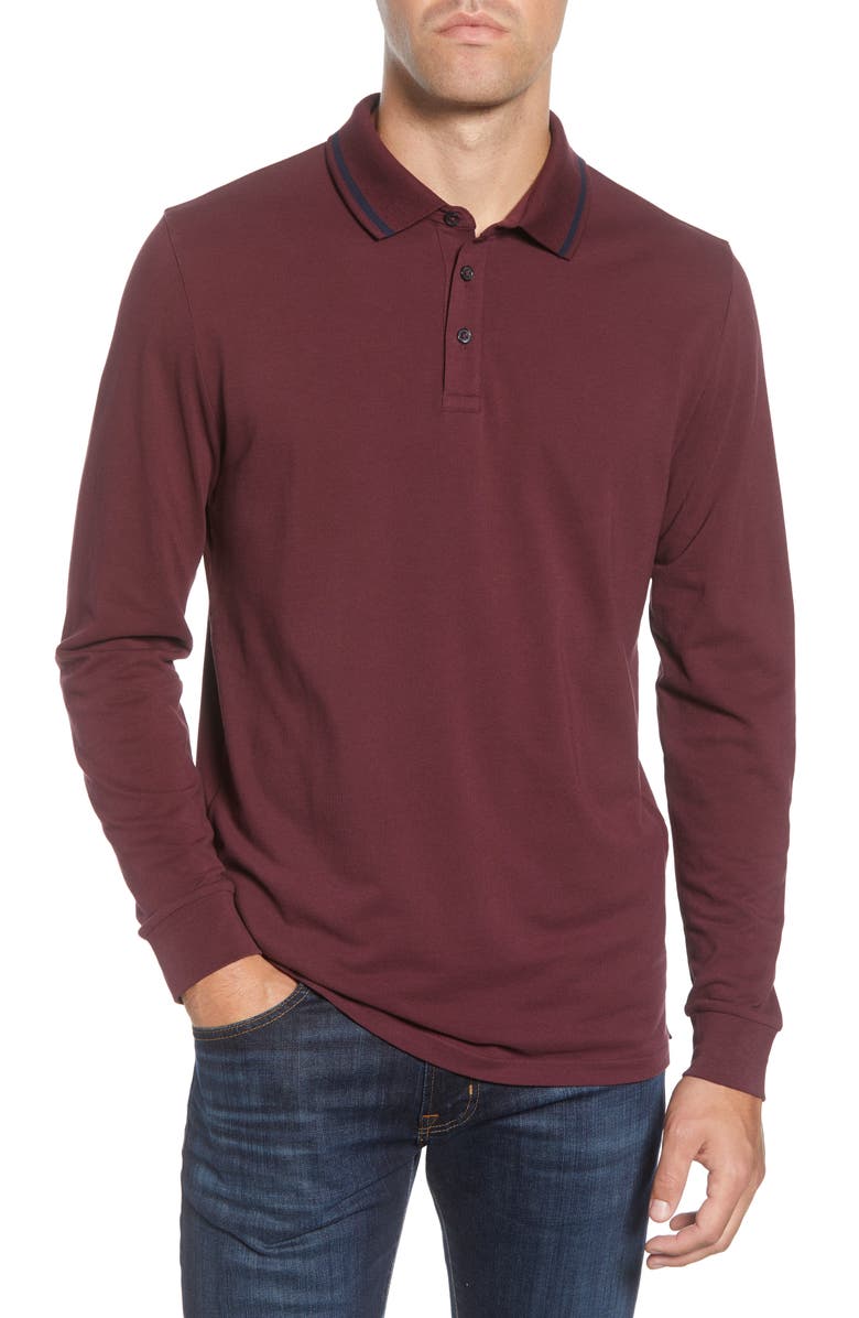 Bonobos Slim Fit Long Sleeve Superfine Piqué Polo, Main, color,