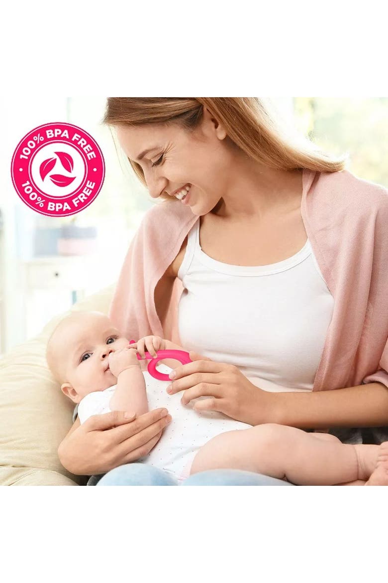 Silicone Baby Teethers Freezer Safe Gift Set, 2-Piece, Alternate, color, Dark & Light Pink
