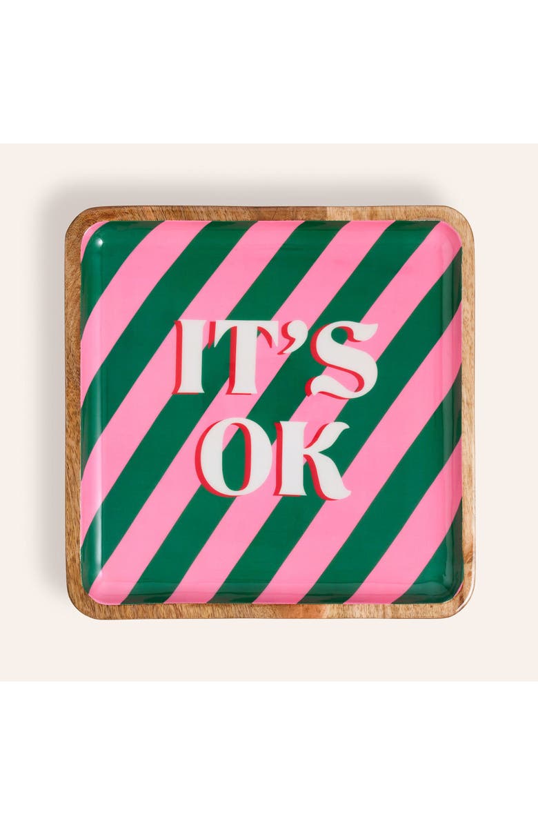 Zsa Zsa Zsu Lakri Mango Wood Tray 12X12 In, Main, color, Green