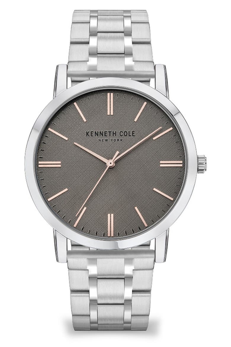 Three Hand Quartz Bracelet Watch, 43.6mm, Main, color, SILVER