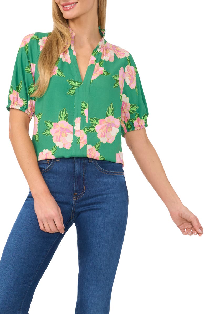 CeCe Floral Print Ruffle Top, Main, color,