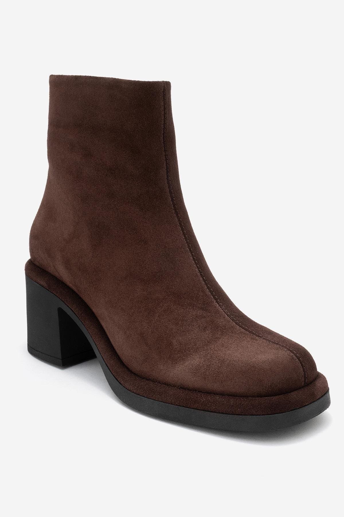 Forever 
Always Shoes Junae Leather Block Heel Boot, Main, color, Brown Suede