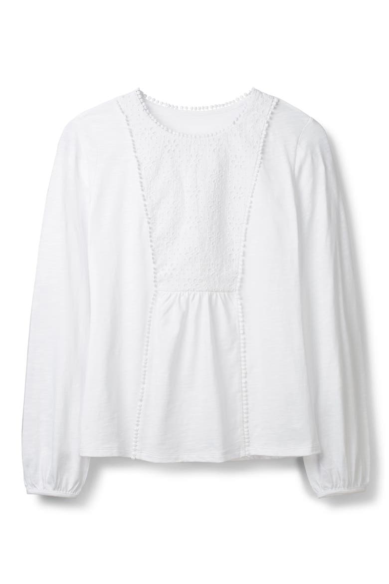 Cleo Jersey & Eyelet Top, Alternate, color, WHITE