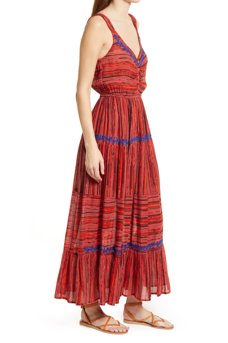 Josefina Tiered Sleeveless Maxi Dress, Alternate, color, BURNT ORANGE