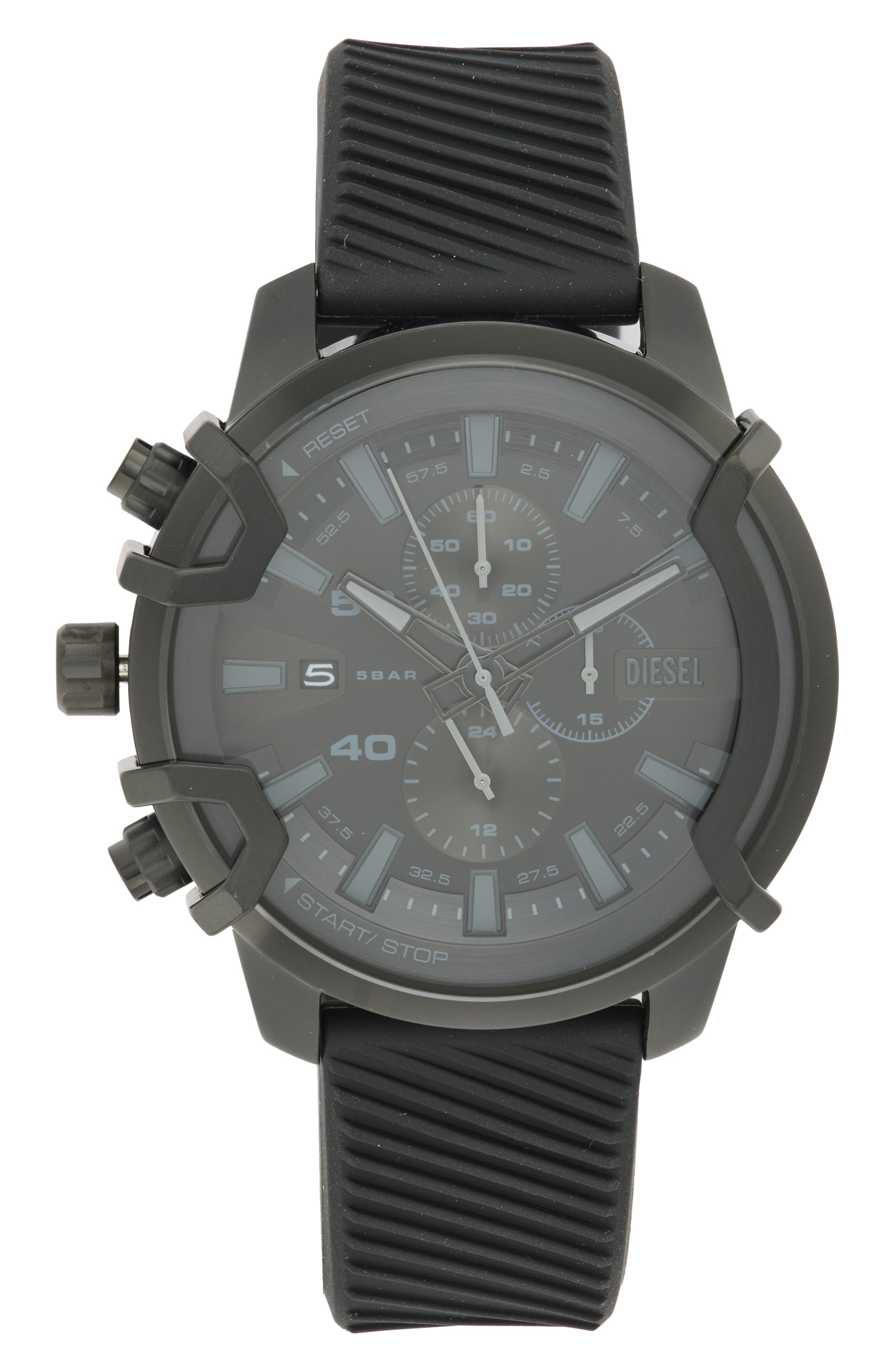 Griffed Chronograph Silicone Strap Watch, 48mm