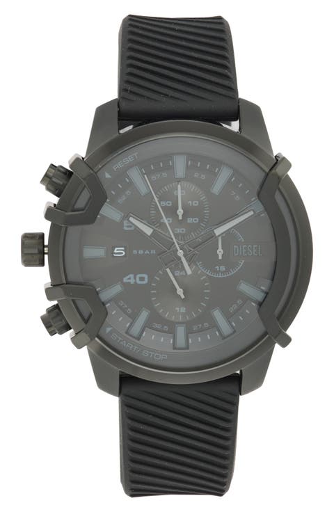 Griffed Chronograph Silicone Strap Watch, 48mm