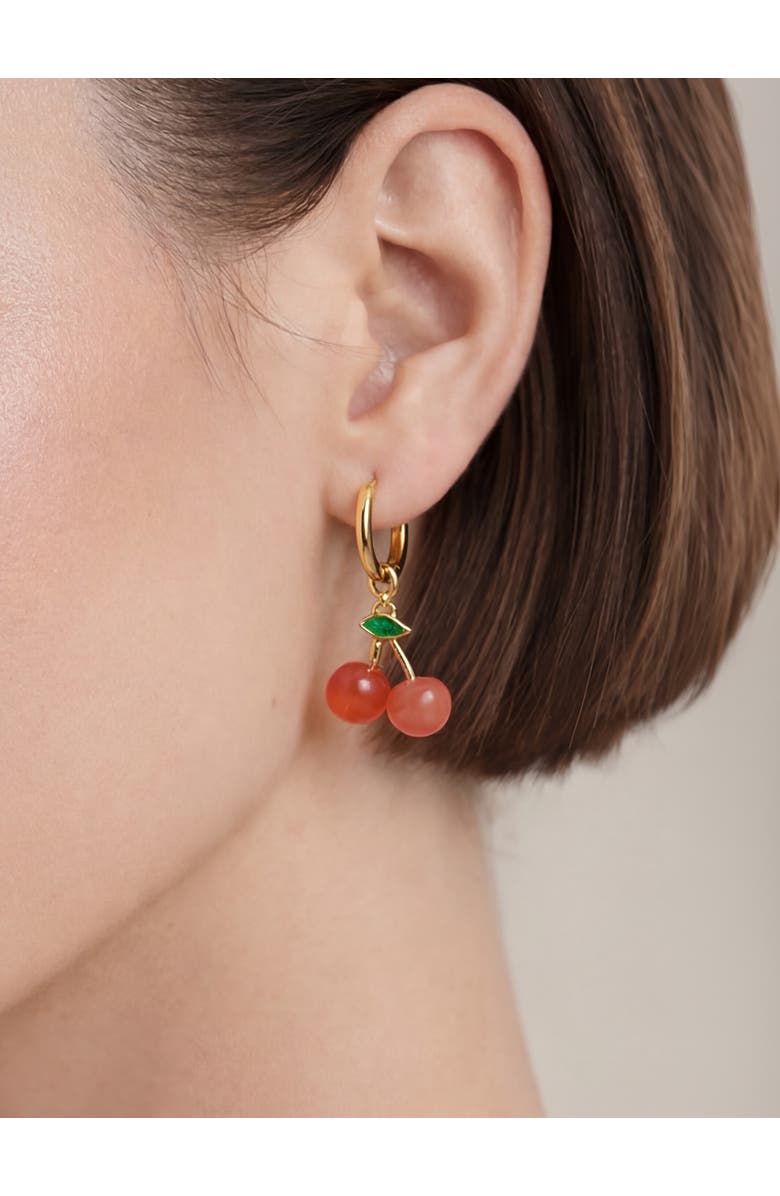seree Harvest Cherry Jade stone charm earrings, Alternate, color, Pink