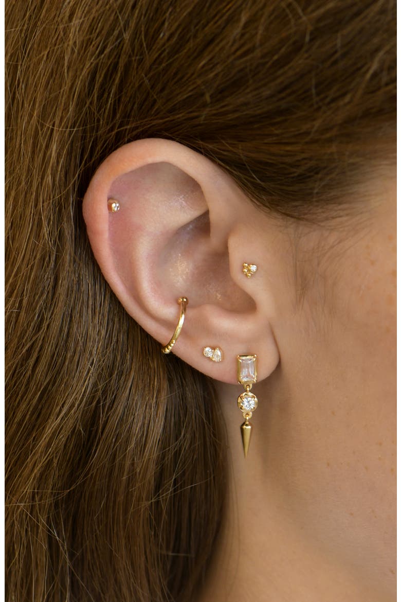 Cléo Jumelle Lab Grown Diamond Stud Earring, Alternate, color, 14K YELLOW GOLD/ DIAMOND