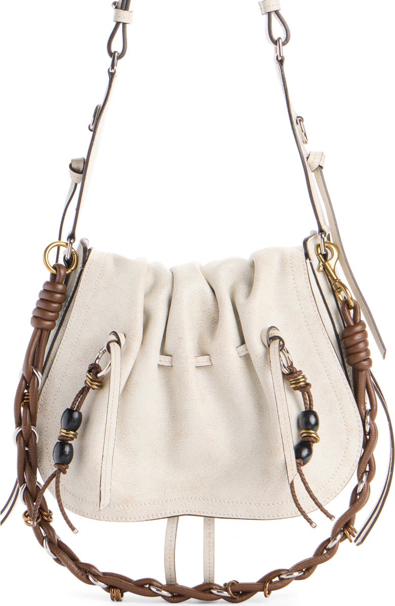 Isabel Marant Bolton Washed Leather Shoulder Bag, Main, color, Chalk