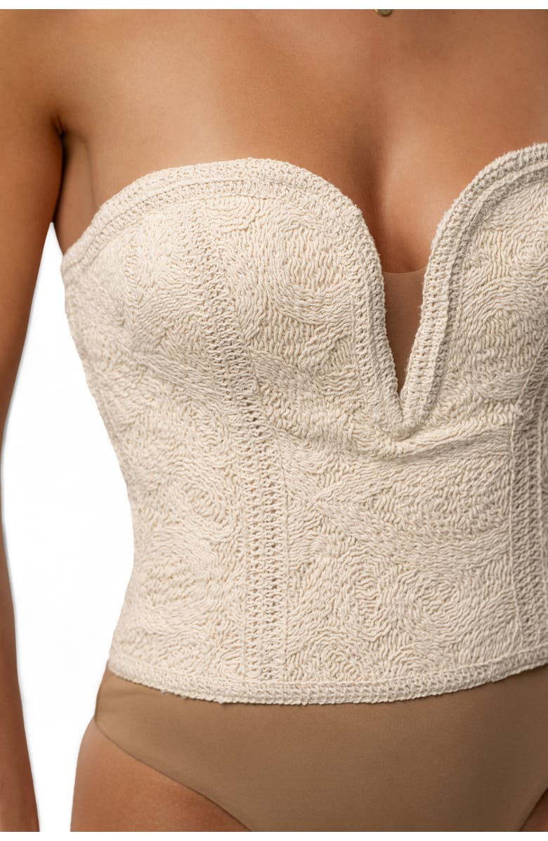 JLUXLABEL Serene Coast Texture Bodysuit, Alternate, color, Ecru