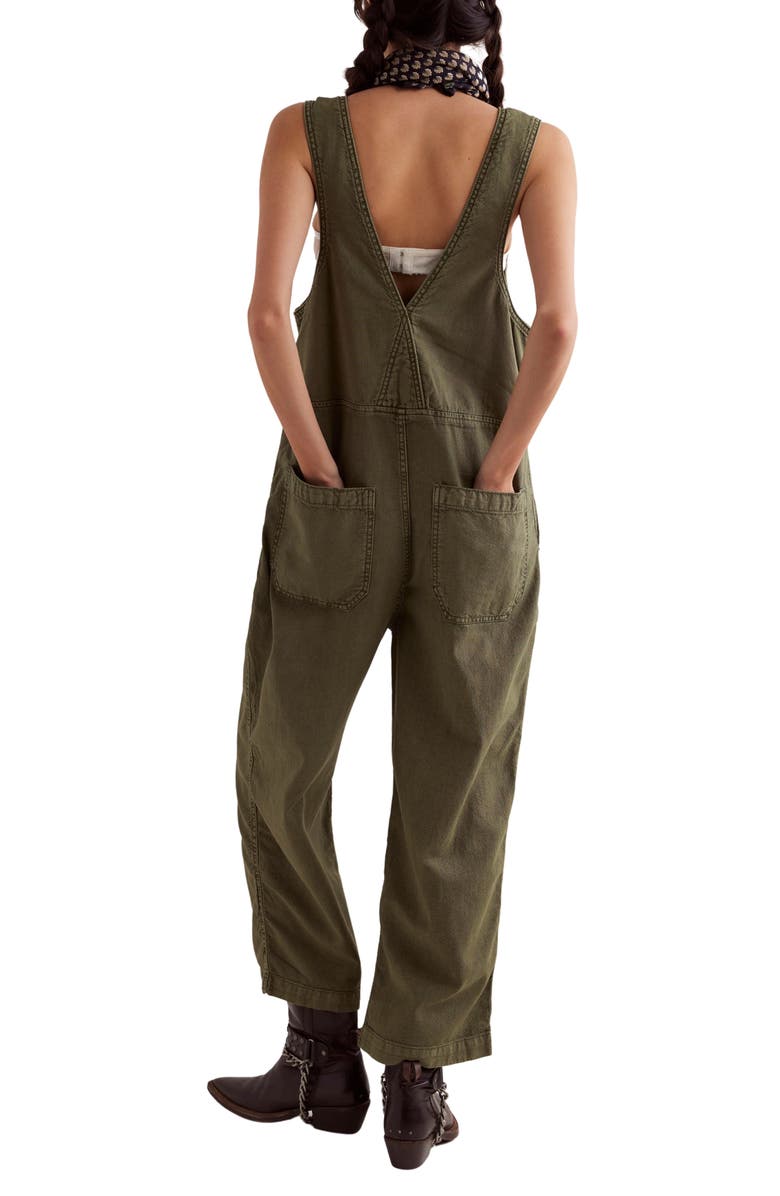 Free People Jude Denim Overalls, Alternate, color, Verdant