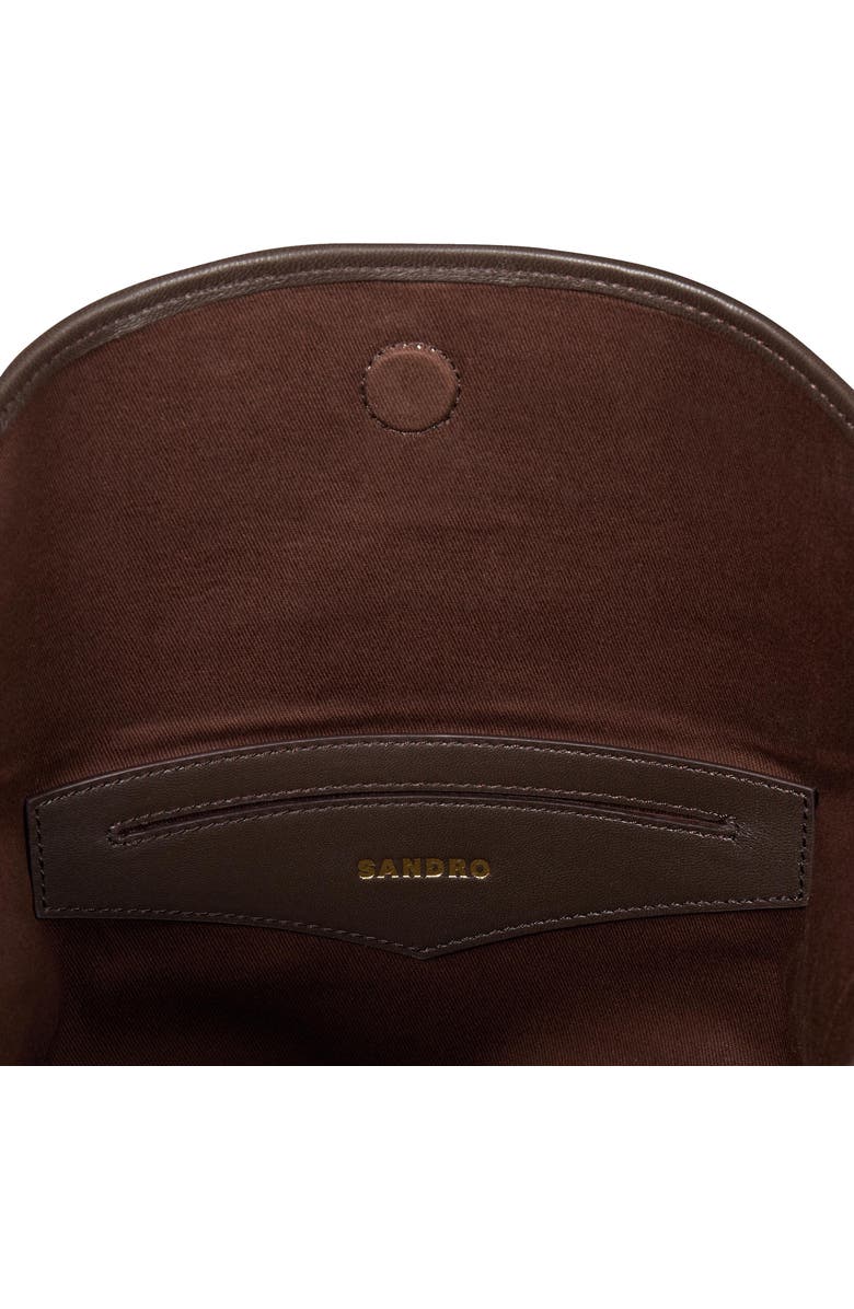 SANDRO Suede and leather bucket bag TANGOSO, Alternate, color, Camel