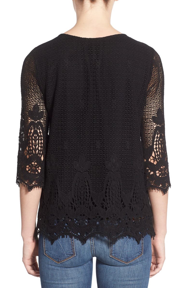 Ella Moss 'Thistle' Crochet Three-Quarter Sleeve Top, Alternate, color,