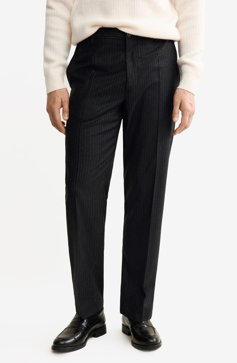 MANGO Regular Fit Virgin Wool Pants, Main, color, Dark Heather Grey