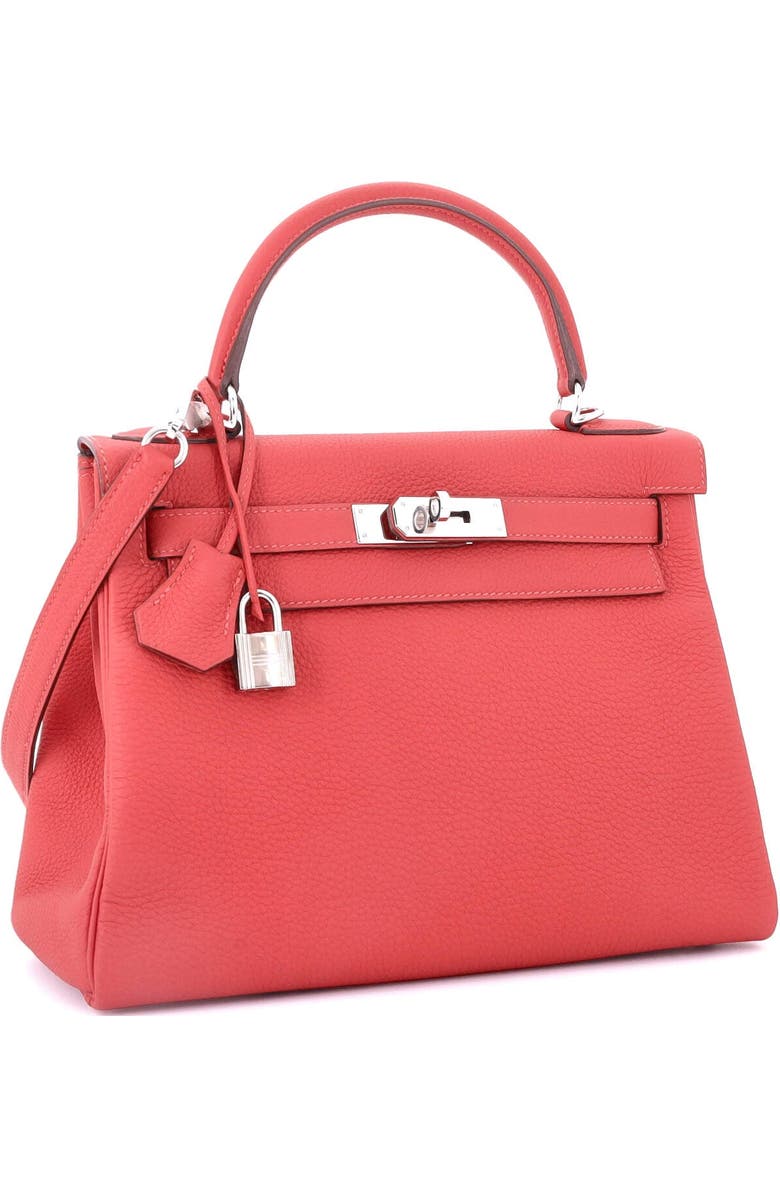 Pre-Owned Hermes Kelly Handbag Red Clemence with Palladium Hardware 28, Alternate, color, Rouge Piment