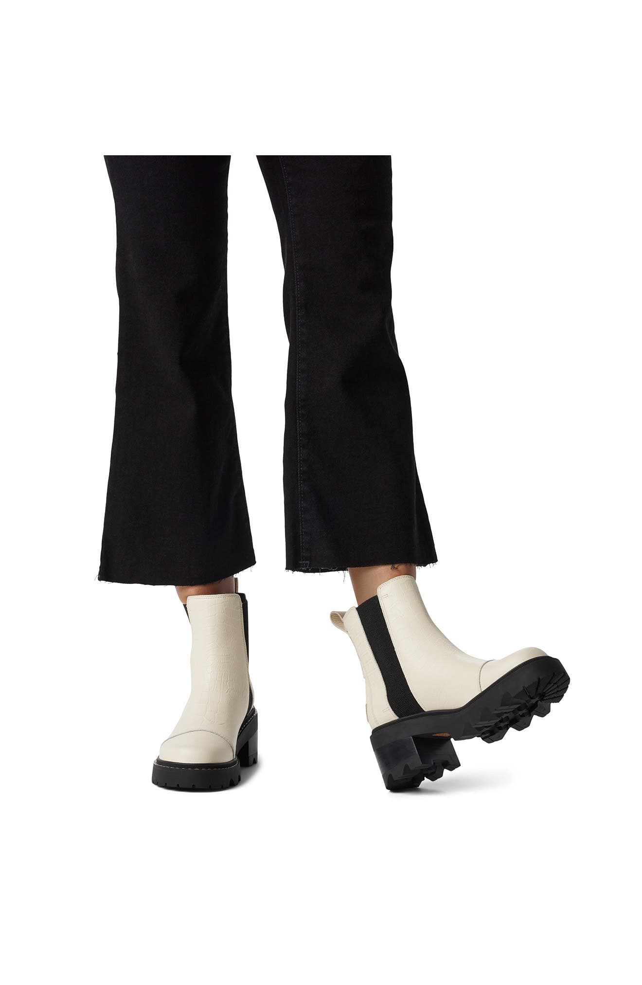 SOREL Joan Now Waterproof Chelsea Boot, Alternate, color, Chalk/ Black