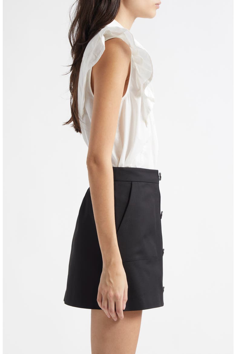 Marceline Flutter Sleeve Cotton Shirt, Alternate, color, WHITE