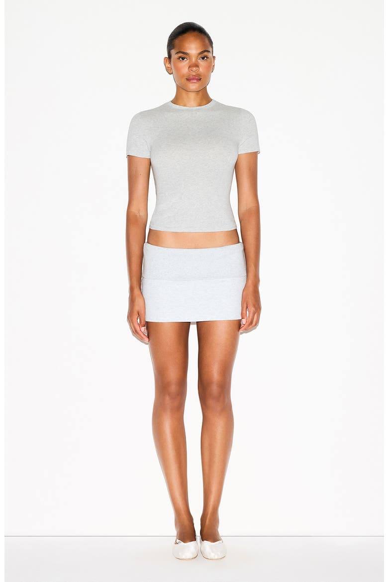 Crop Cotton Blend T-Shirt, Alternate, color, LIGHT HEATHER GREY