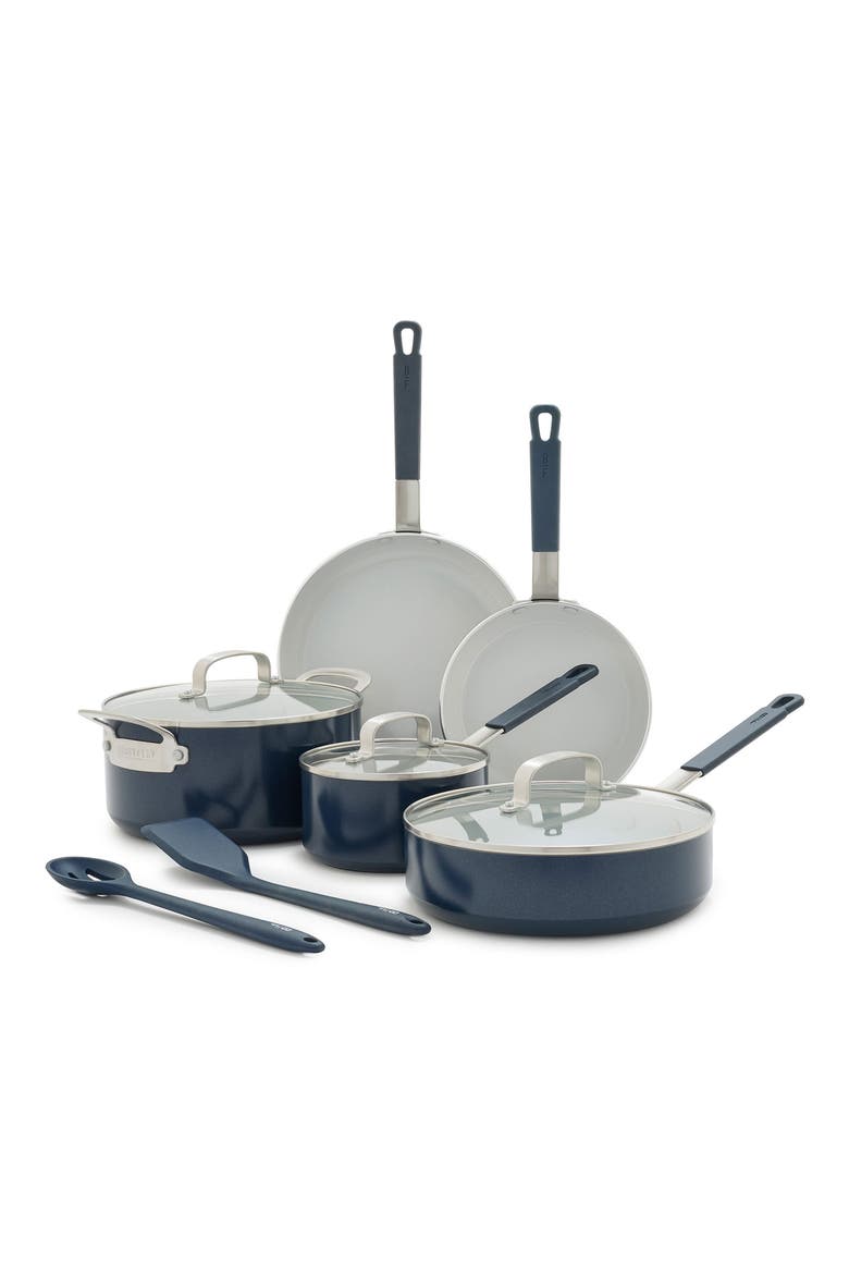 Bobby Flay Professional 10-Piece Ceramic Nonstick Cookware Set, Main, color, OXFORD BLUE