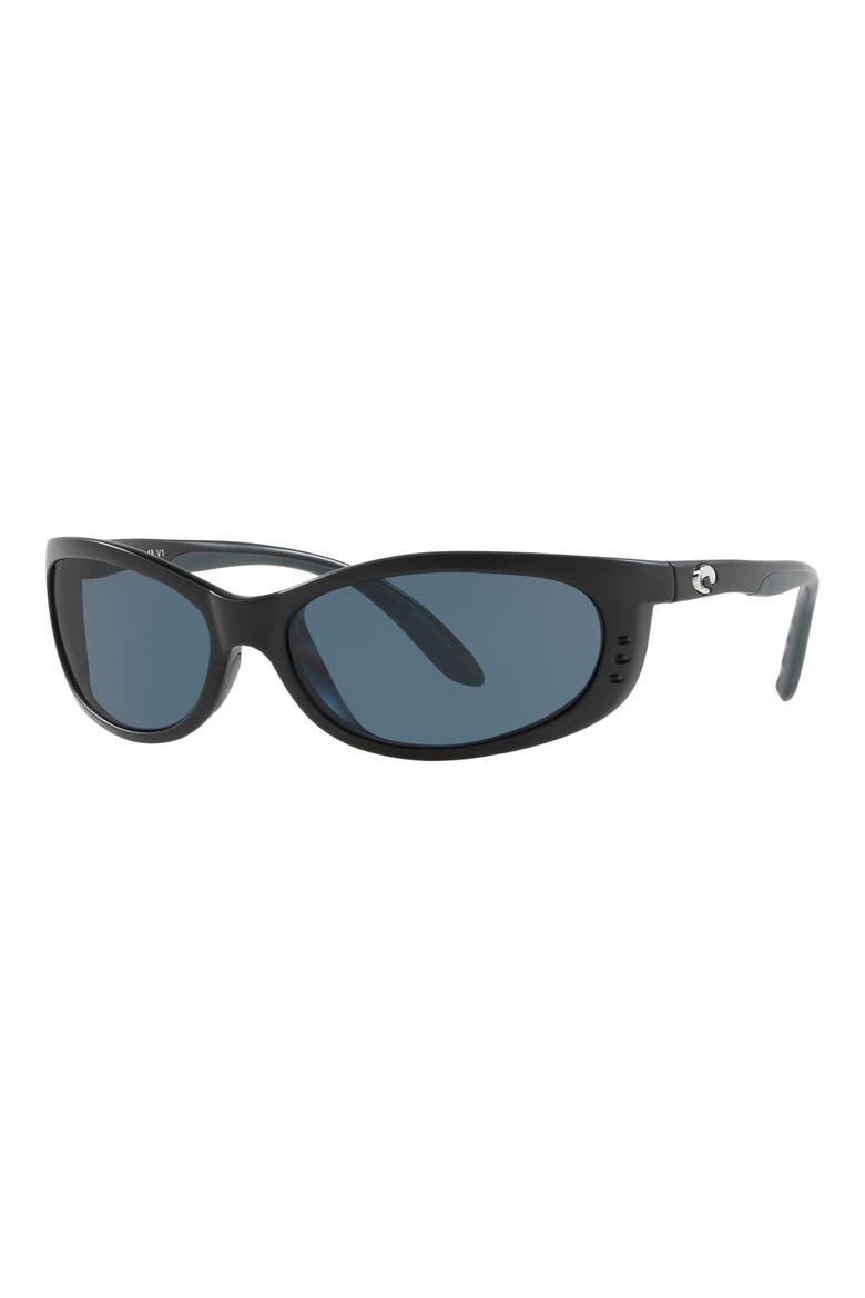 61mm Polarized Wraparound Sunglasses, Alternate, color, MATTE BLACK