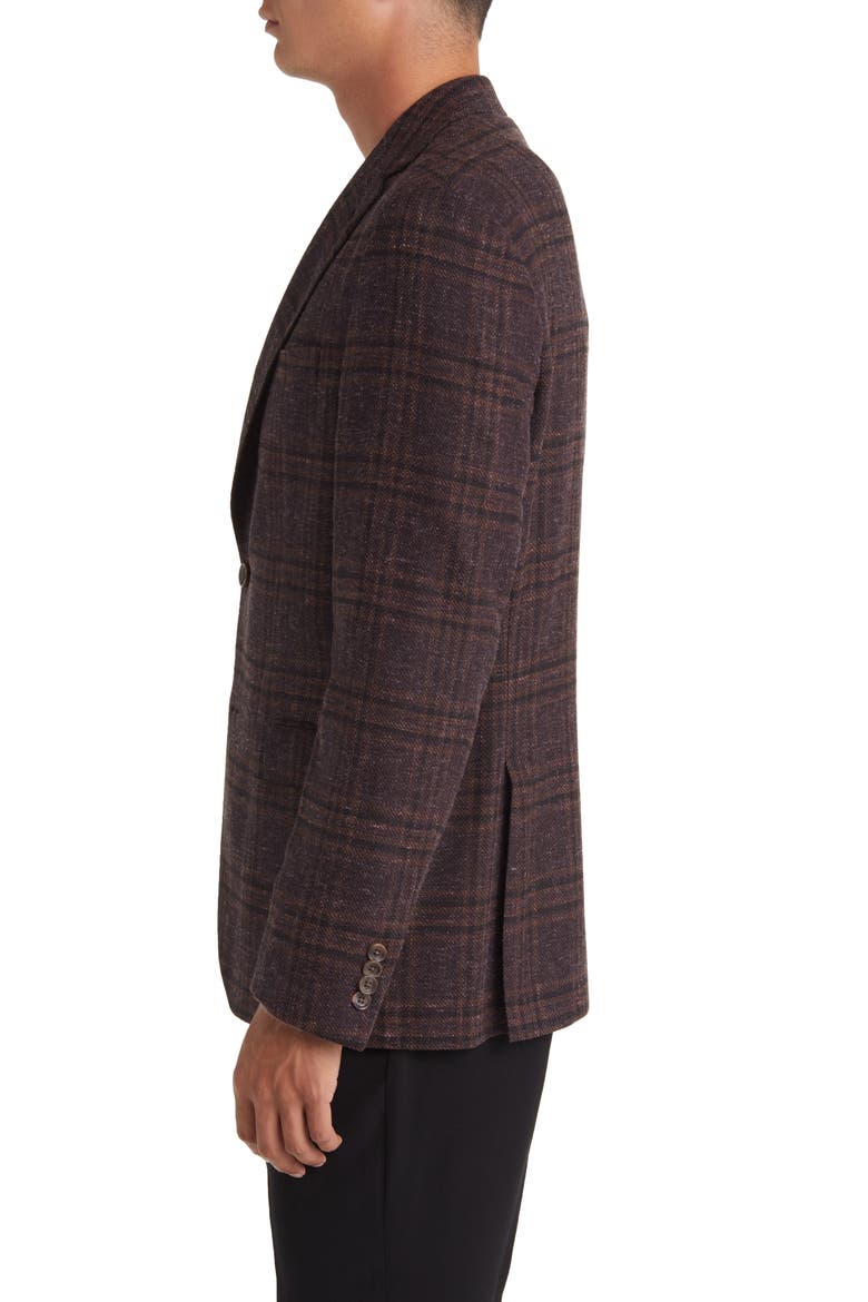 Midland Soft Constructed Plaid Wool Blend Sport Coat, Alternate, color, BROWN