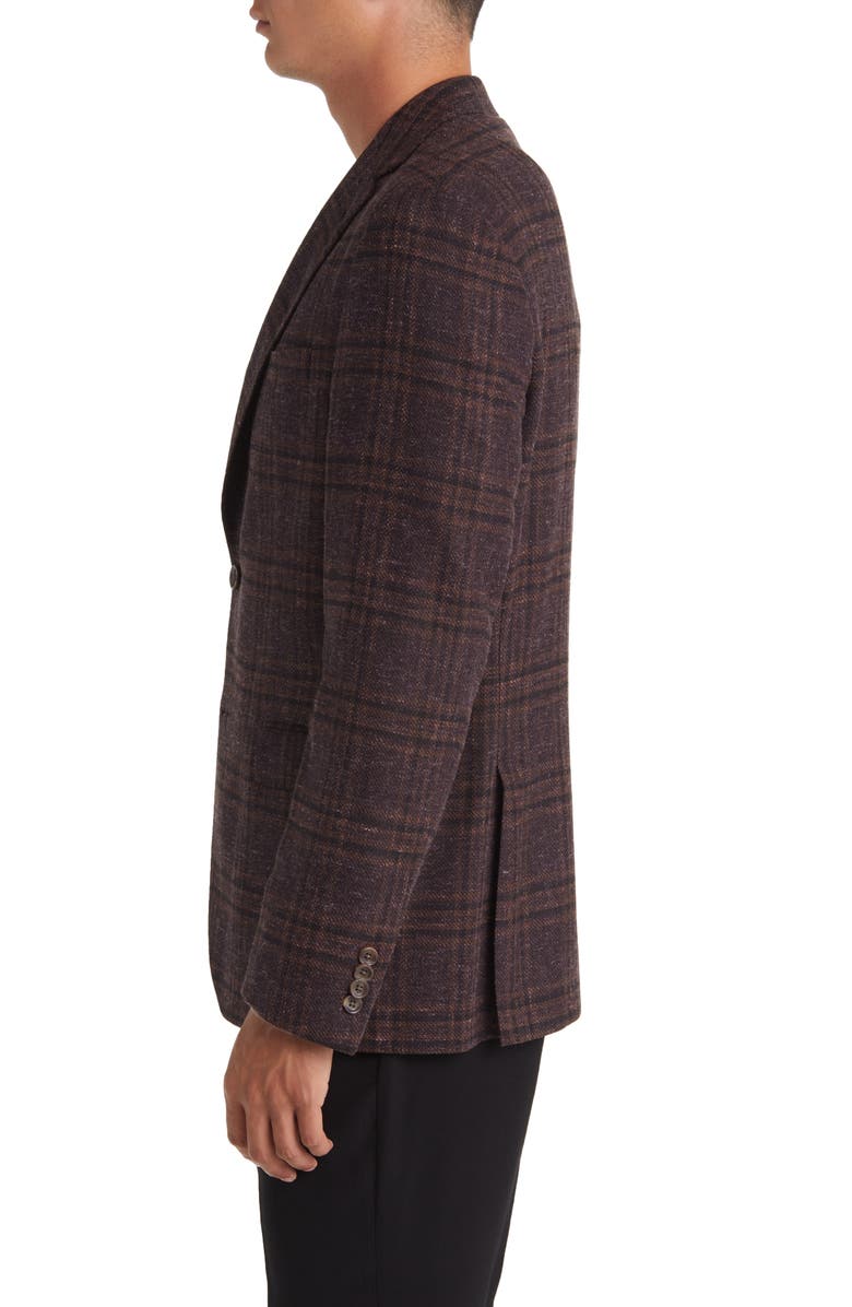 Jack Victor Midland Soft Constructed Plaid Wool Blend Sport Coat, Alternate, color, Brown