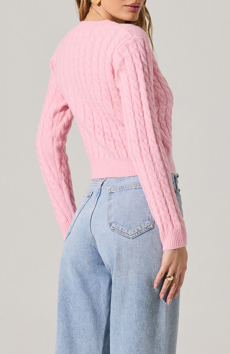 ASTR the Label Cable Stitch Cardigan, Alternate, color, Pink
