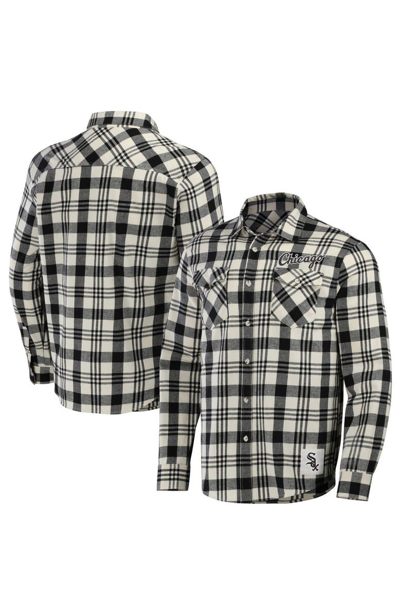 Darius Rucker Collection by Fanatics Men's Darius Rucker Collection by Fanatics Black Chicago White Sox Plaid Flannel Button-Up Shirt, Alternate, color, Black