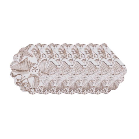 Barley Coast Shells Quilted Round 100% Cotton Set of 6 Placemats 17"