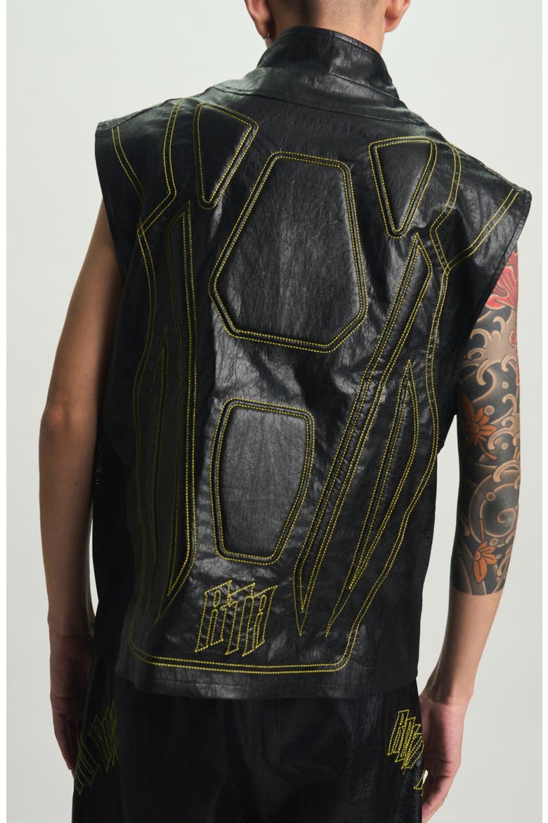 Noe Faux Leather Biker Vest, Alternate, color, BLACK
