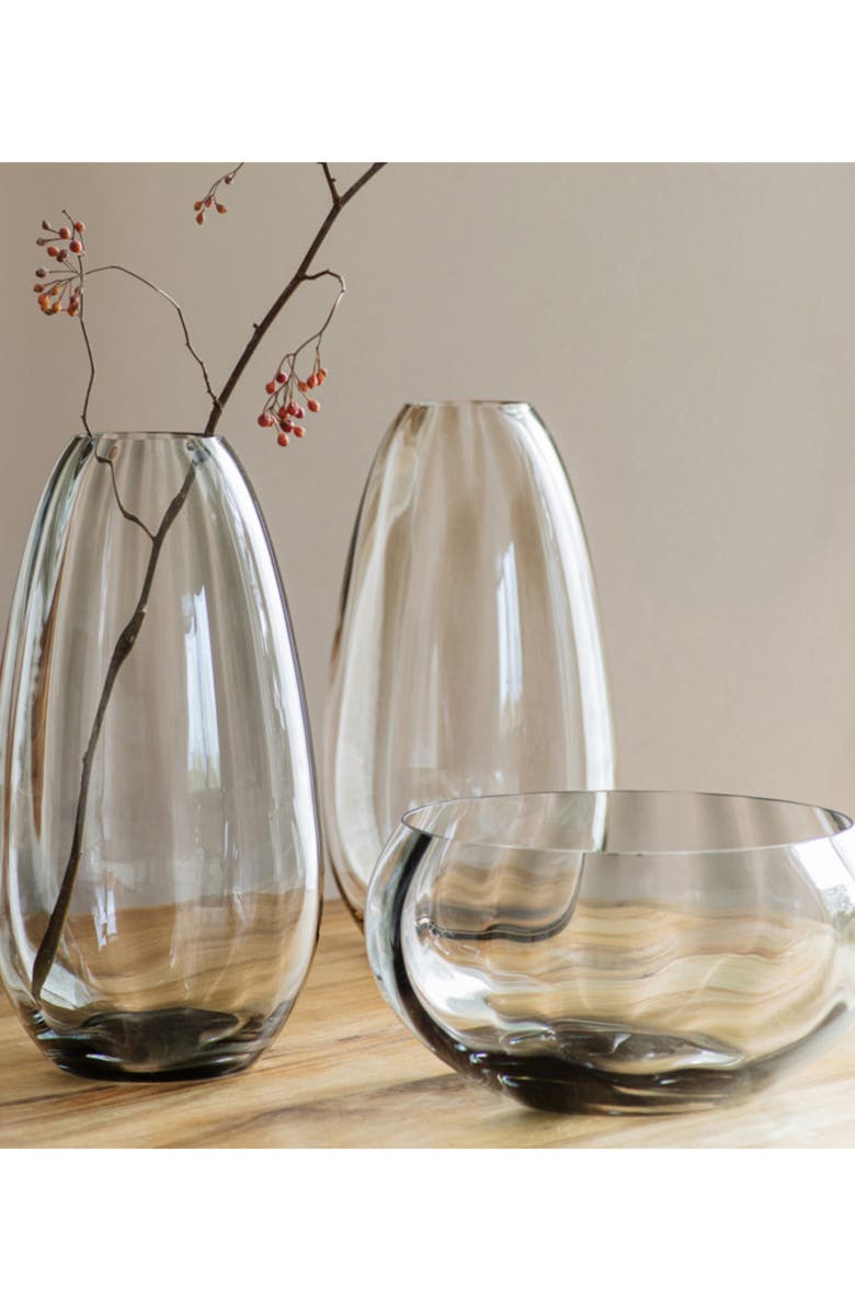 VIETRI Bolla Pleated Glass Centerpiece Bowl, Alternate, color, Grey