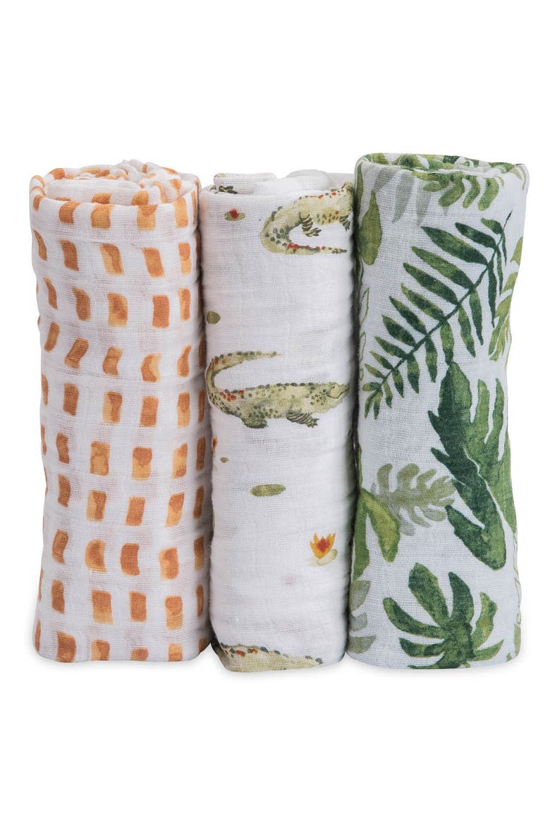 3-Pack Cotton Muslin Blankets, Main, color, GATORS