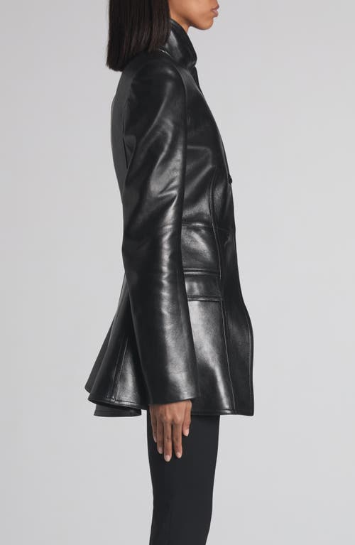 Alexander Mcqueen Mcqueen Leather Peplum Blazer In Black