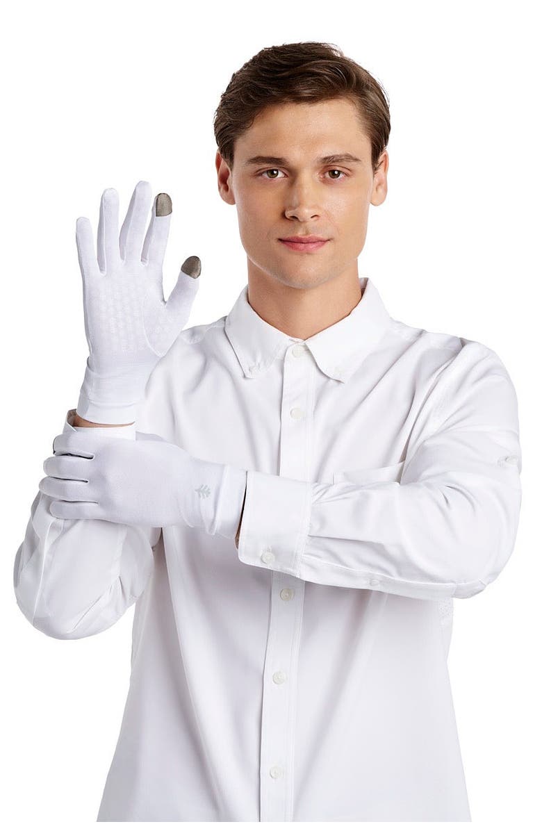 Coolibar Full Finger UV Sun Gloves - UPF 50+ Sun Protection - Gannett, Main, color, White