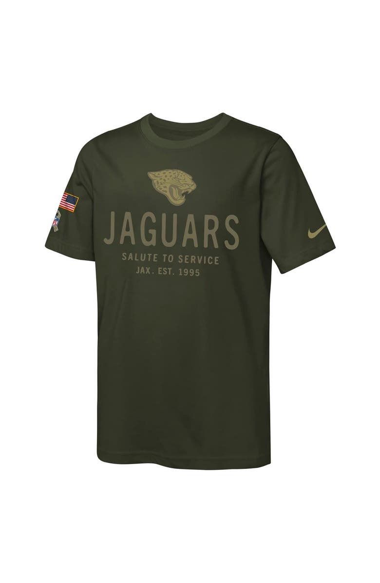 Nike Youth Nike Olive Jacksonville Jaguars 2025 Salute to Service Sideline Dri-FIT T-Shirt, Alternate, color, Olive