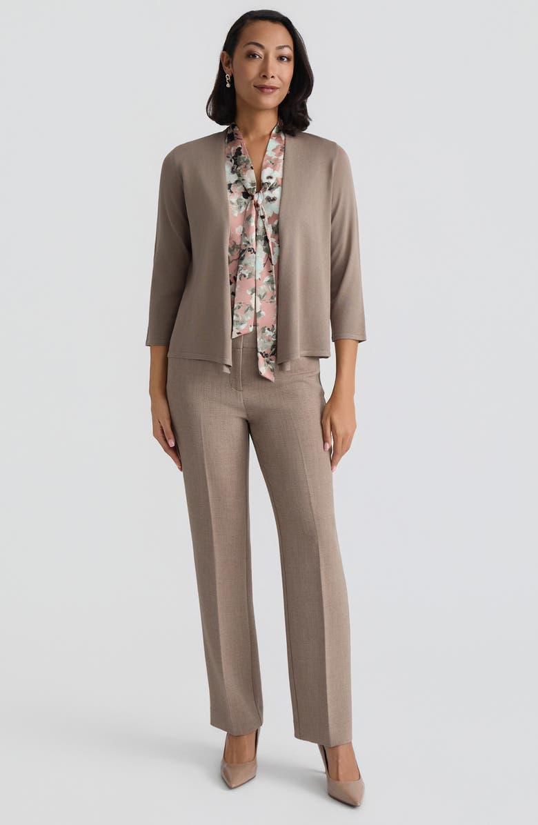 KASPER Crop A-Line Cardigan, Alternate, color, Taupe
