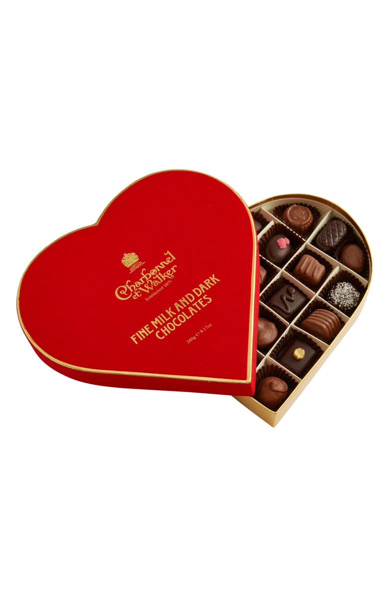Charbonnel et Walker Fine Milk & Dark Chocolates Heart Gift Box, Main, color,