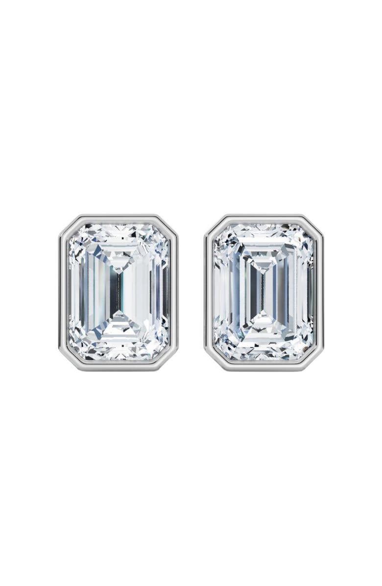 Bliss Diamond 2Ct TW Emerald Cut Bezel Diamond Studs 14k Gold Lab Grown Earrings, Main, color, 