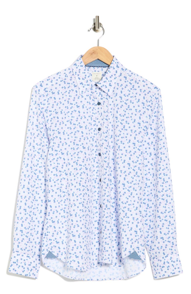 CONSTRUCT Daisy Floral Print Stretch Dress Shirt, Alternate, color, White/ Purple