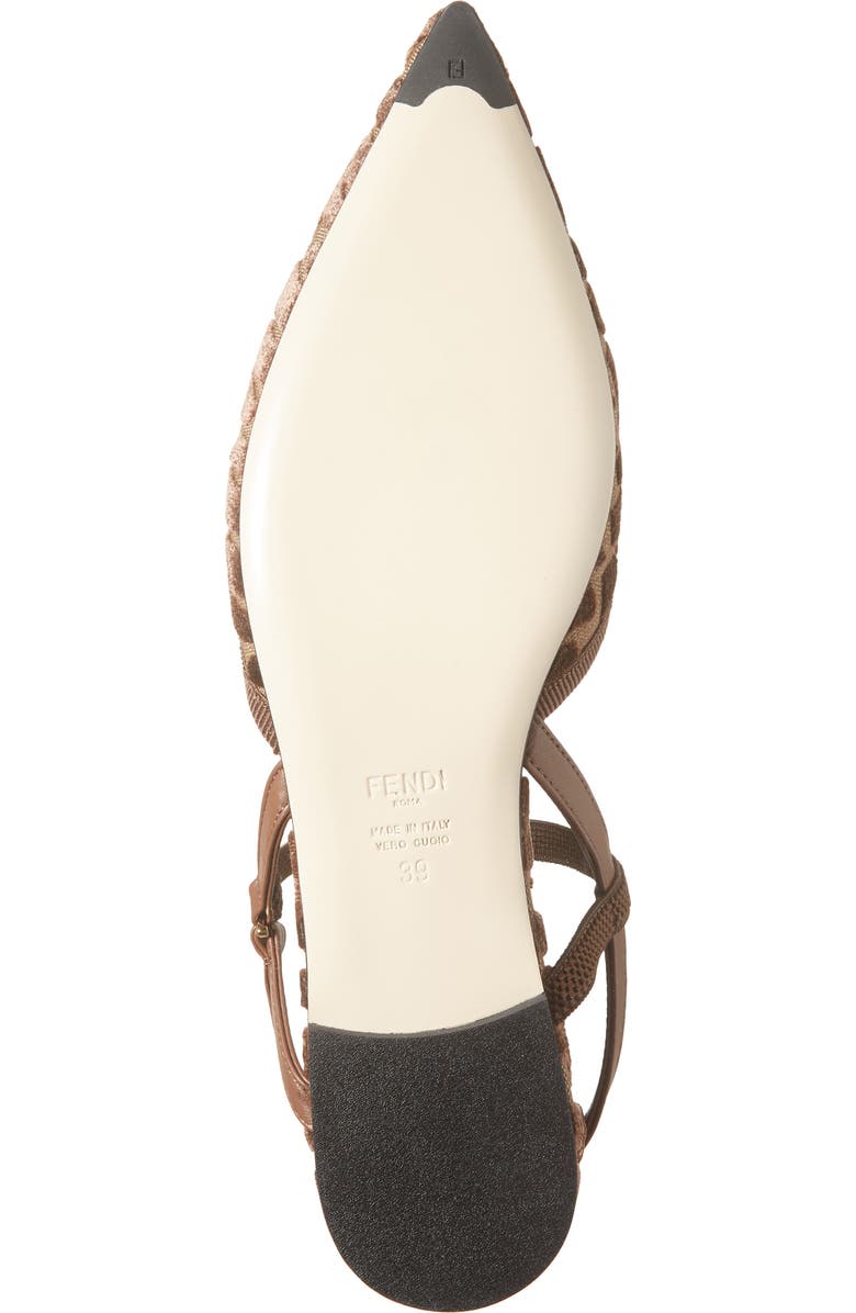 Fendi Colibrì Lite Pointed Toe Slingback Flat, Alternate, color, Brown
