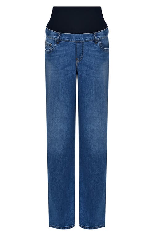 Pietro Brunelli High Waist Straight Leg Maternity Jeans In Medium Blue