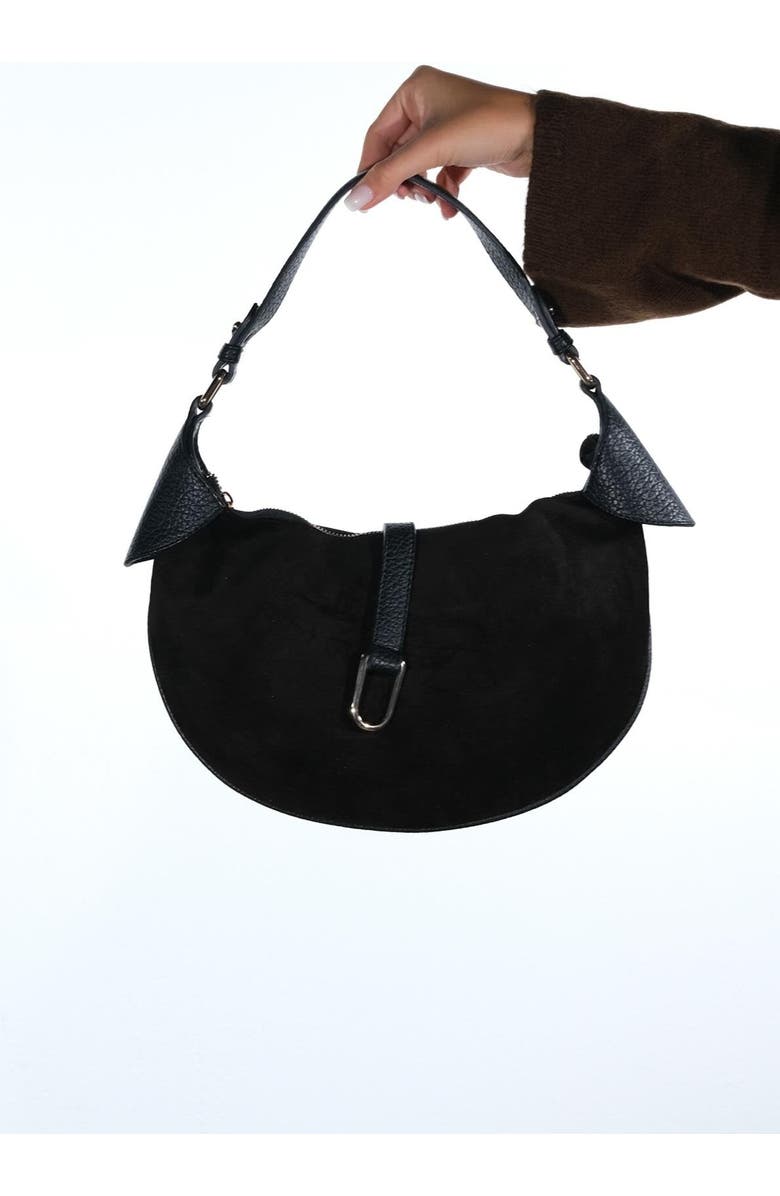 Forever & Always Shoes Bexley Leather Shoulder Bag, Alternate, color, Black Suede