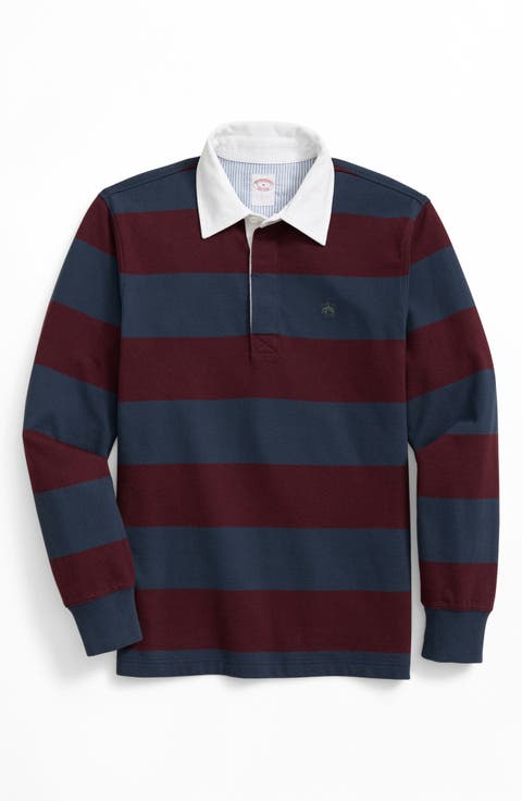 Stripe Long Sleeve Cotton Piqué Polo