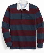Brooks Brothers Stripe Long Sleeve Cotton Piqué Polo