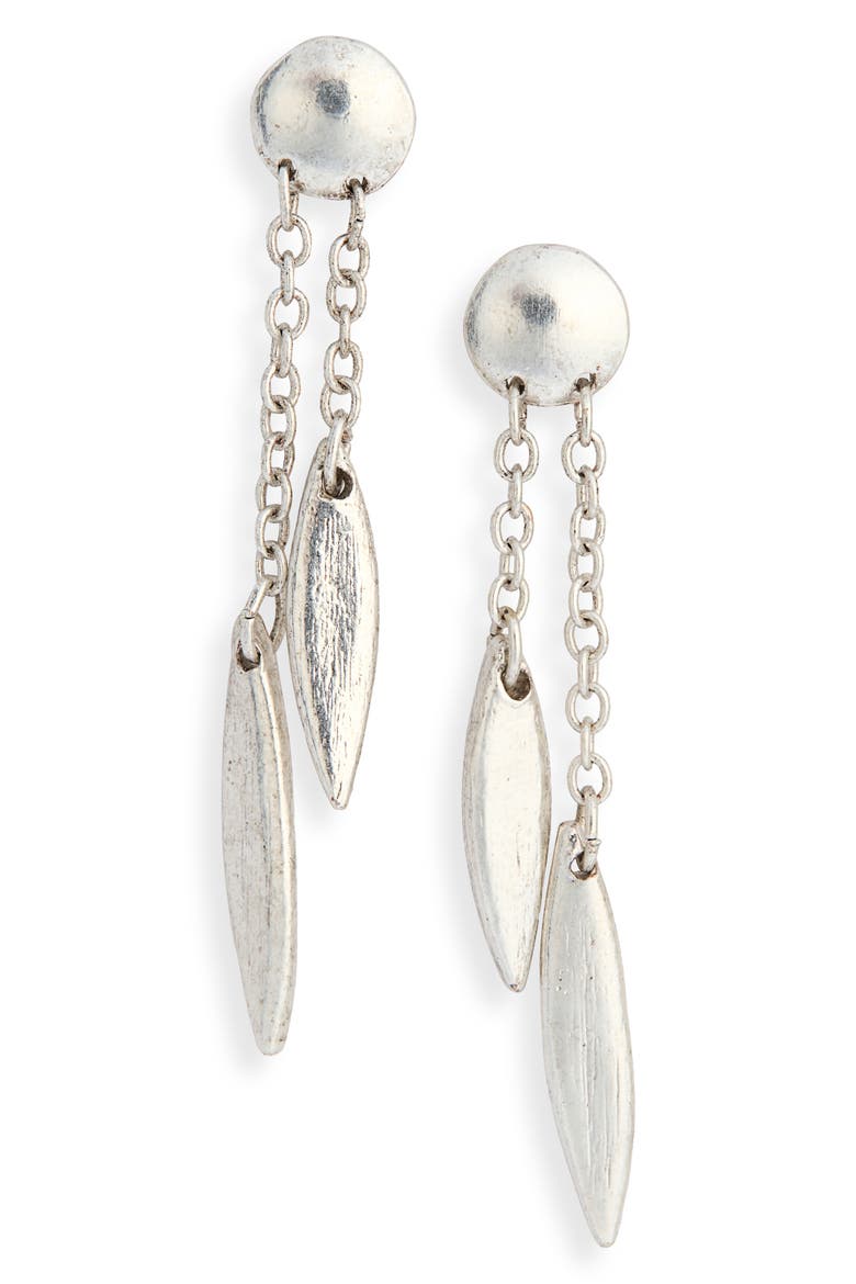 Double Chain Drop Earrings, Main, color, SILVER